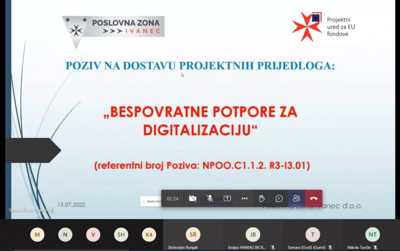 POSLOVNA ZONA IVANEC Održan webinar za poduzetnike