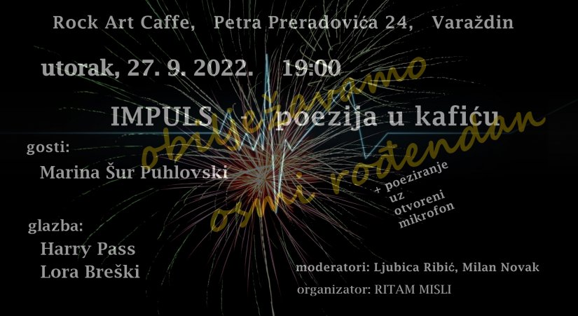 RITAM MISLI Organizira osmi rođendan Impuls poezije u Rock Art Caffeu