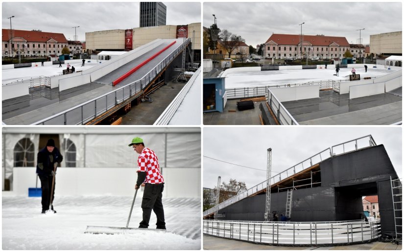 FOTO Završne pripreme za otvorenje Ledene čarolije na Kapucinskom trgu u Varaždinu