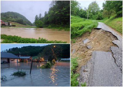 FOTO U Donjoj Voći velike štete na prometnicama, zatvorena cesta u Jelovcu Voćanskom...