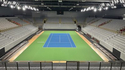 FOTO Spremna za Davis Cup: Varaždinska Arena već u teniskim bojama