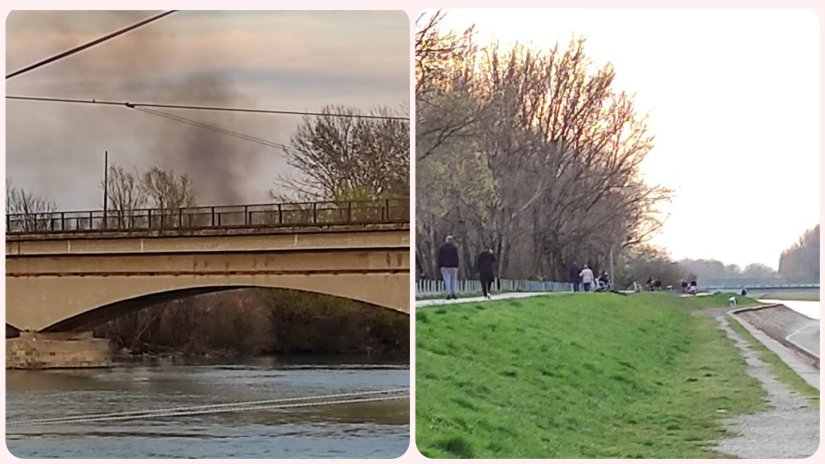 FOTO Dim iznad željezničkog dravskog mosta poremetio šetnju uz Dravu