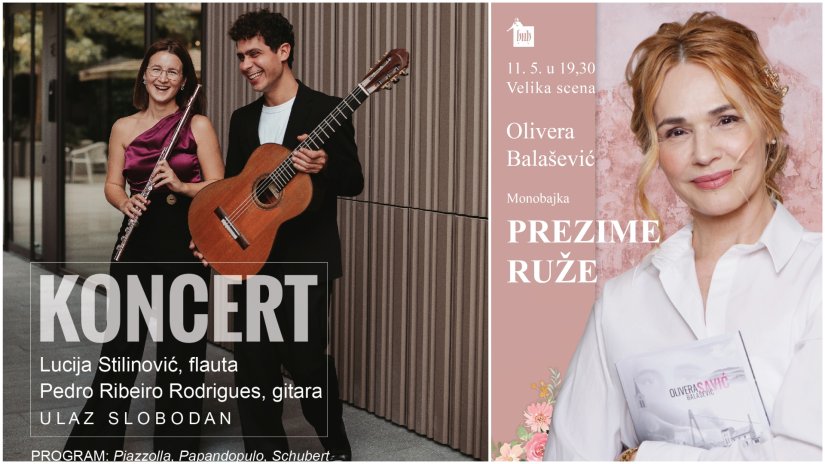 Vikend u kazalištu: Koncert Lucije Stilinović i Pedra Ribeira Rodriguesa te monobajka &quot;Prezime ruže&quot;