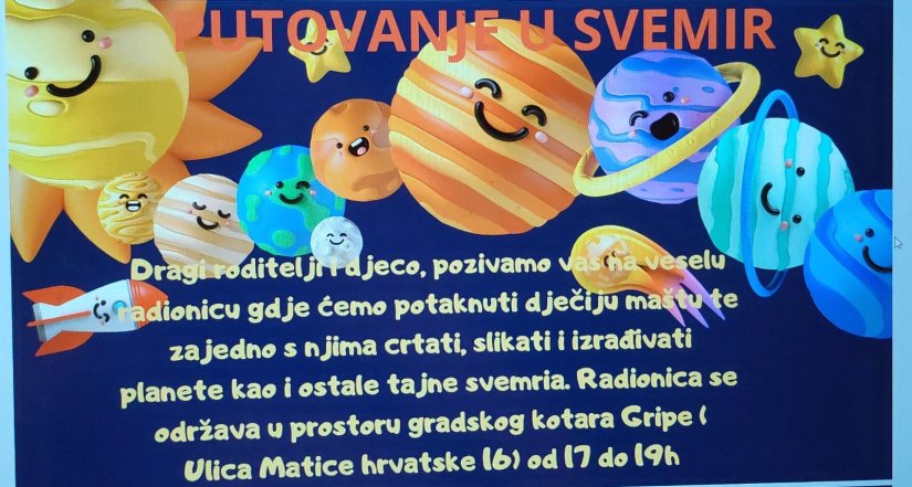 Dođite na radionicu u Splitu – “Putovanje u svemir”