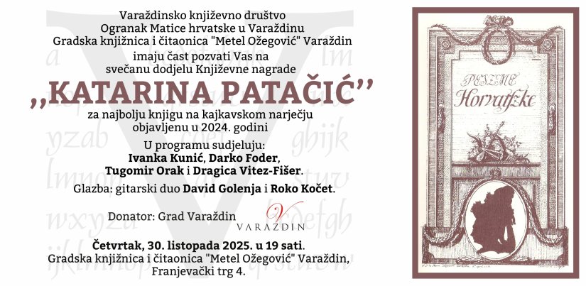 Tko je ovogodišnji dobitnik književne nagrade &quot;Katarina Patačić&quot;?