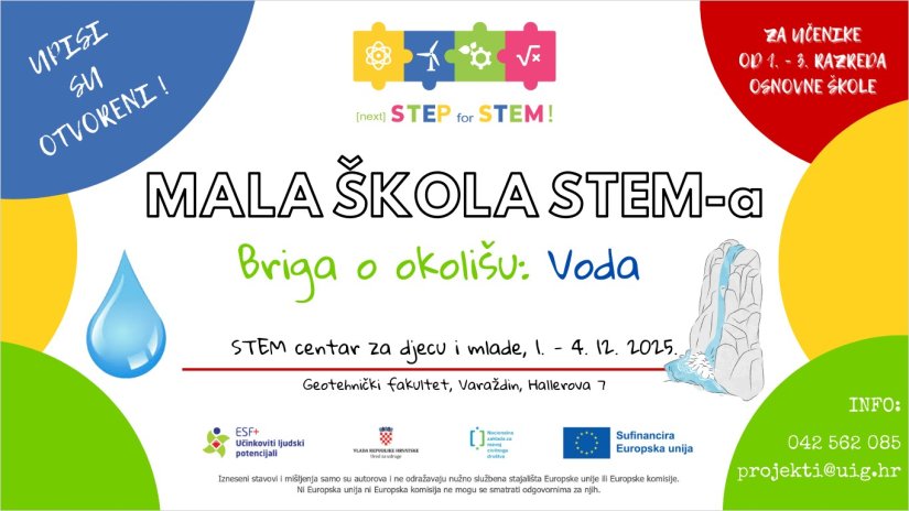 Poziv na upise u 1. ciklus Male STEM škole „Briga o okolišu: Voda“