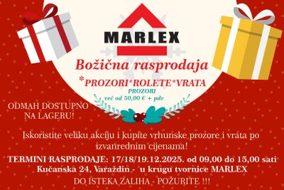MARLEX Ne propustite veliku Božićnu rasprodaju 17., 18. i 19. prosinca...