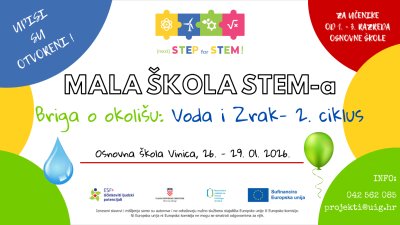 Otvoreni upisi u 2. ciklus Malih STEM &scaron;kola &bdquo;Briga o okoli&scaron;u: Zrak&ldquo; i &bdquo;Briga o okoli&scaron;u: Voda&ldquo;