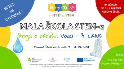 Otvoreni upisi u 3. ciklus Male STEM &scaron;kole &bdquo;Briga o okoli&scaron;u: Voda&ldquo;