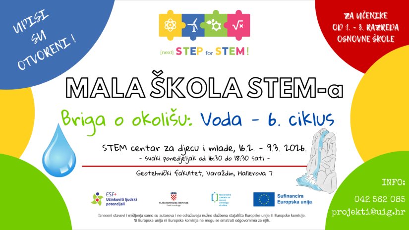 Otvoreni upisi u 6. ciklus Male STEM &scaron;kole &bdquo;Briga o okoli&scaron;u: Voda&ldquo;