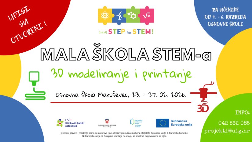 Otvoreni upisi u 3. ciklus Male STEM &scaron;kole &bdquo;3D modeliranje&ldquo;
