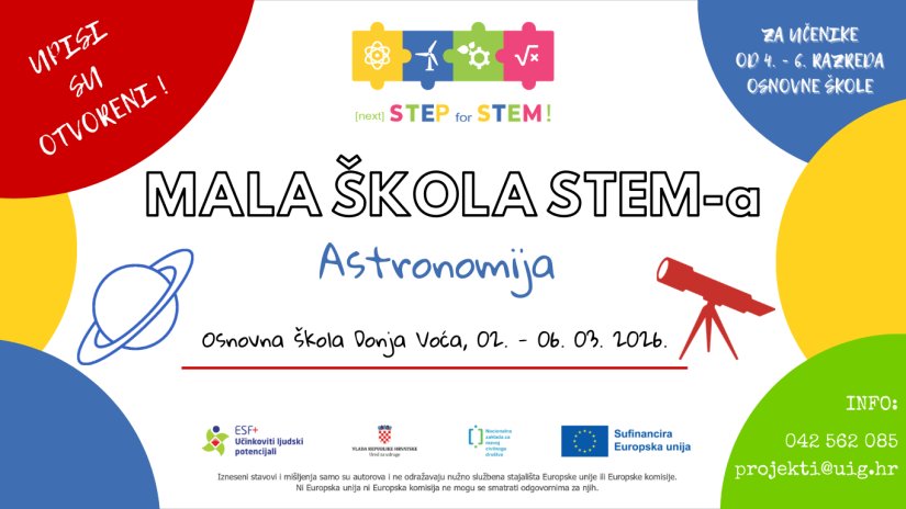 Otvoreni upisi u 2. ciklus Male STEM &scaron;kole &bdquo;Astronomija&ldquo;