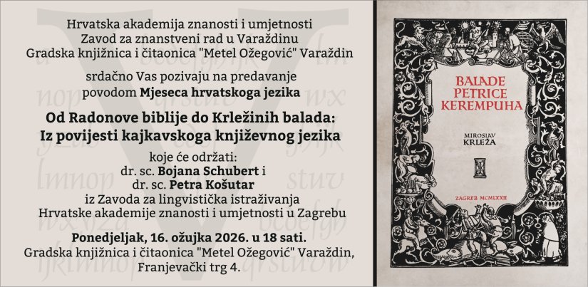 Od Radonove biblije do Krležinih balada: Iz povijesti kajkavskoga književnog jezika