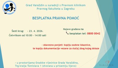 Besplatni pravni savjeti - novi termin u Gradskoj vijećnici