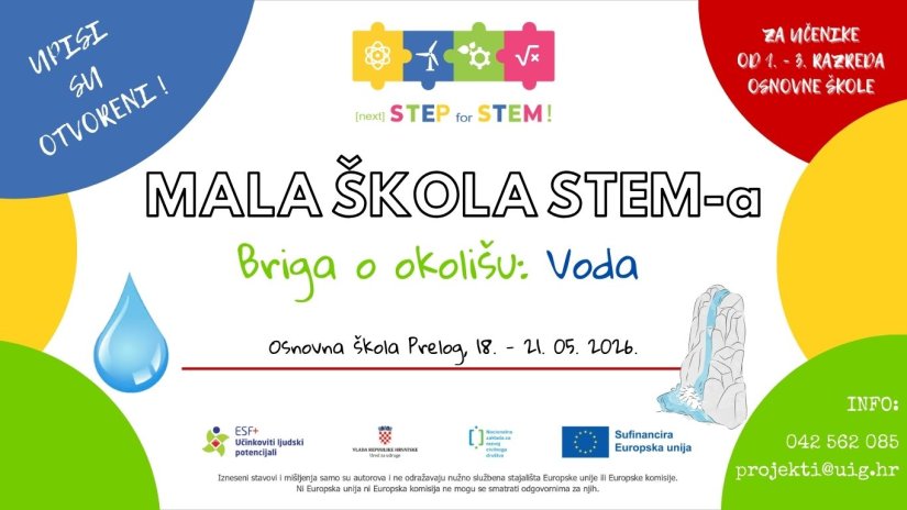 Otvoreni upisi u 8. ciklus Male STEM &scaron;kole &bdquo;Briga o okoli&scaron;u: Voda&ldquo;