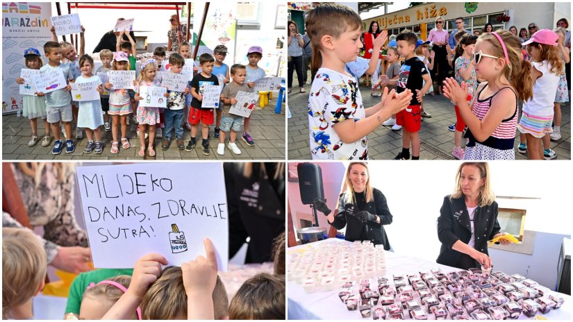 FOTO Mliječna pustolovina na placu: najmlađi kroz igru učili o važnosti mlijeka u prehrani