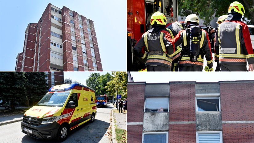 VIDEO/FOTO Izbio požar u stanu zgrade u Ulici Miroslava Krleže, evakuiran cijeli kat