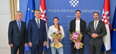 U&scaron;li u krug sportskih velikana; premijer Plenković primio atletičare Saru Kolak i Marina Bloudeka