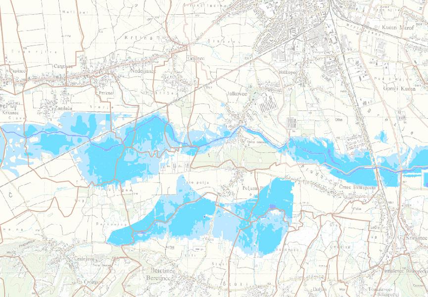 karta opasnosti od poplava za veliku vjerojatnost pojavljivanja